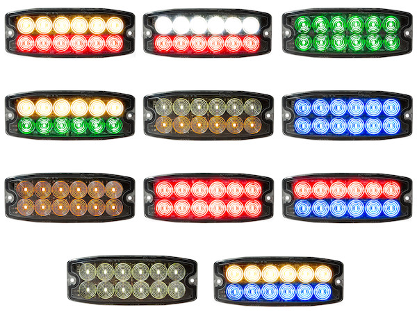 8890402-6 AMBER/CLEAR Dual Row Ultra Thin 5 Inch LED Strobe Light (6 pk)  Free Shipping - Plow Parts Plus